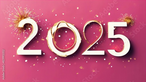 A pink background with a white number 2025 written in gold letters