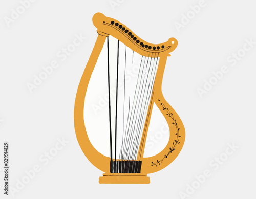 Instrument de musique grec lyre isolé sur fond blanc. Vecteur