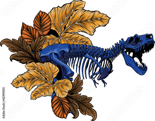colored Tyrannosaurus skeleton image vector illustration design