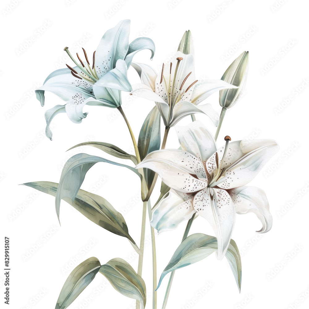 White lilies ,isolated on white background White lilies ,isolated on white background