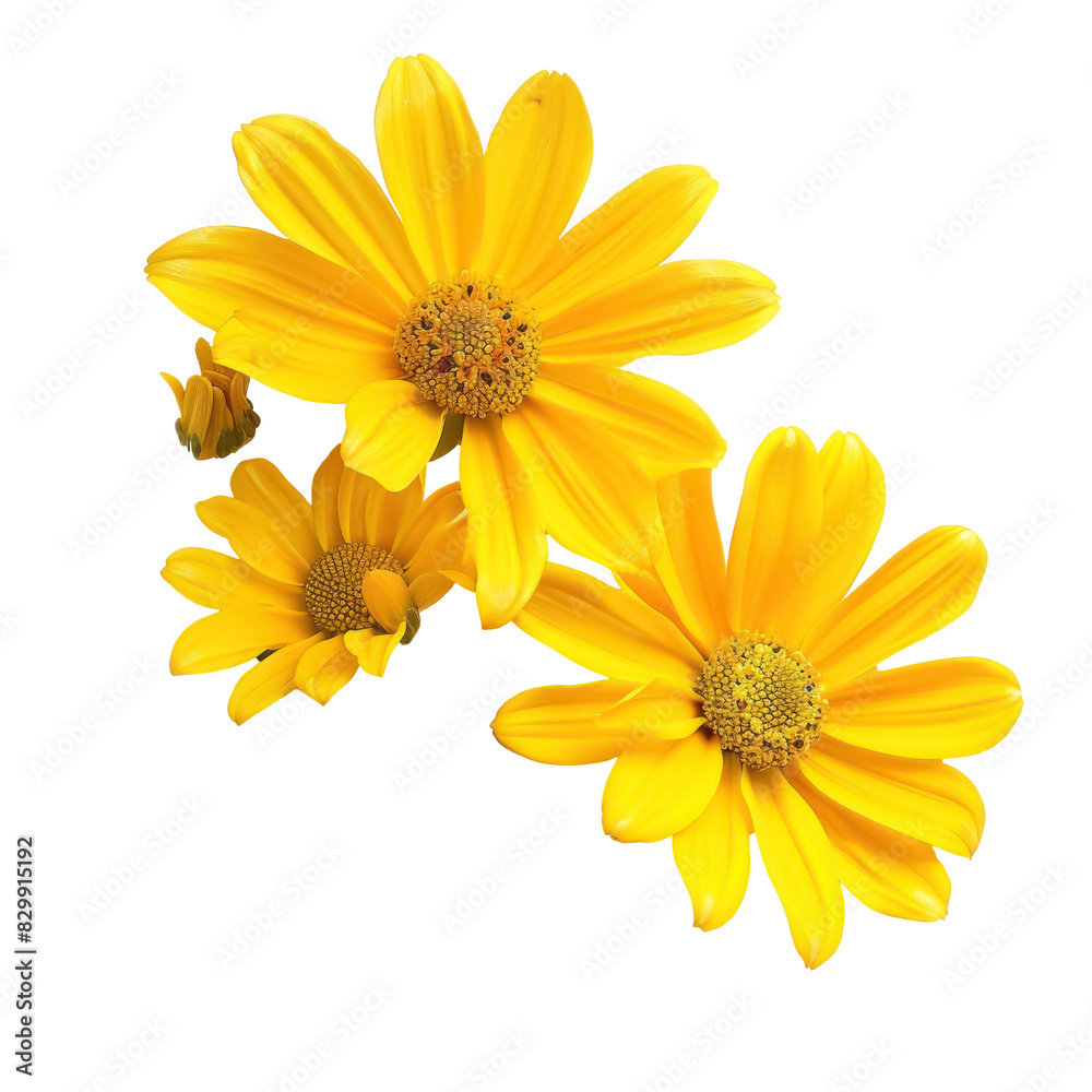 Fototapeta premium Yellow flowers ,isolated on white background