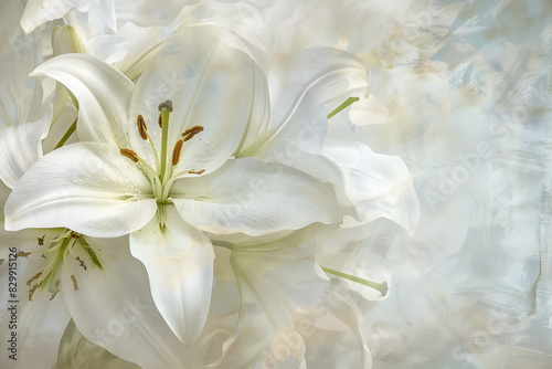 abstract lily blooms with elegant white petals and soft textures. generative ai