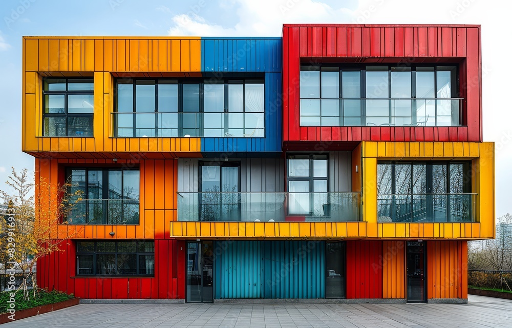 modern architecture concepts with colorful facades created with Generative AI technology modern architecture concepts with colorful facades created with Generative AI technology