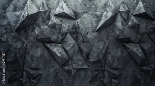 Abstract black geometric background with triangular shapes photo
