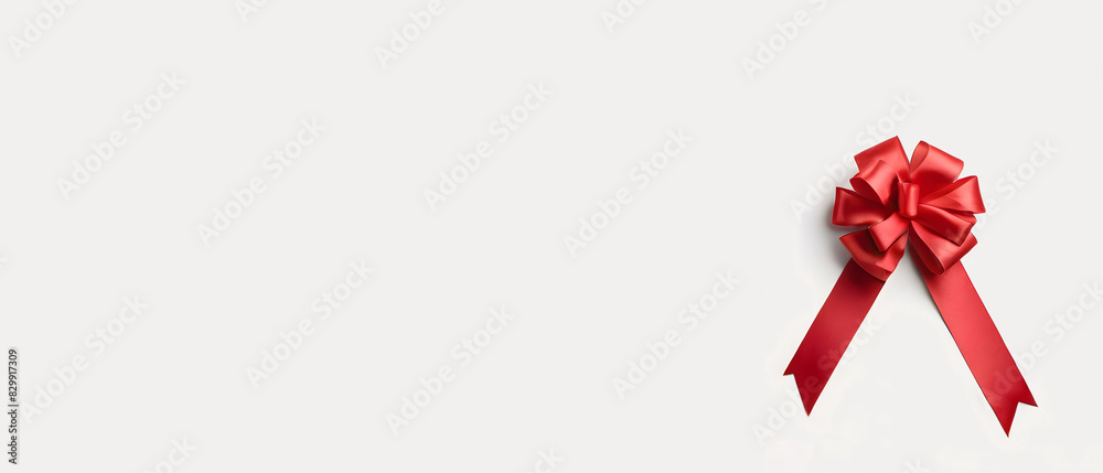 Red ribbon on white background with copy space, decorative gift wrap concept Red ribbon on white background with copy space, decorative gift wrap concept