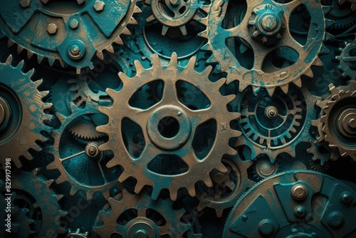 A background of interconnected gears representing molecular machinery