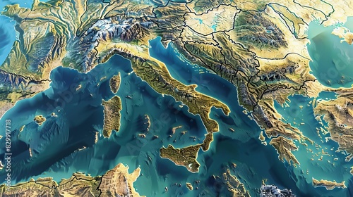 detailed map showcasing france and italys geography digital illustration photo