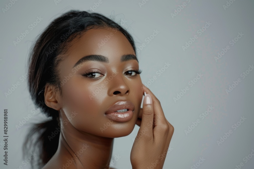 Beauty, cream, and woman with skincare, cosmetics, or moisturiser on white studio background. Personal, dermatological, or model with crème, wellness and self-care with aesthetic, shine or glow