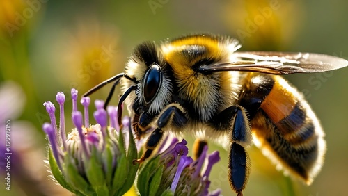 A Bee pollinating flower, close up