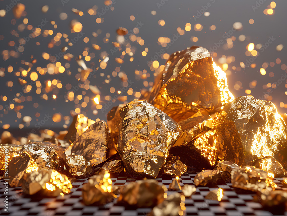 Shimmering gold nuggets in high resolution