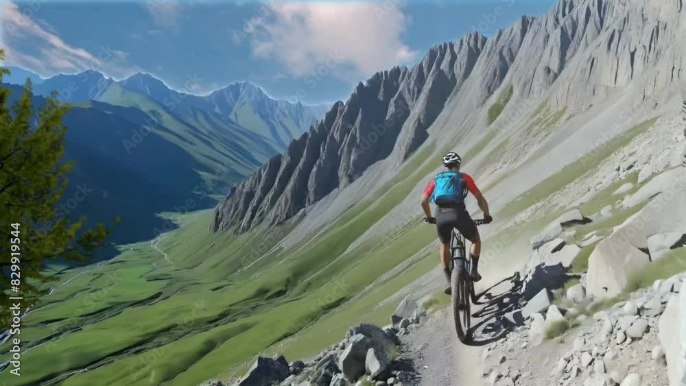 Mountain bike trail. Seamless looping time-lapse 4k video animation background