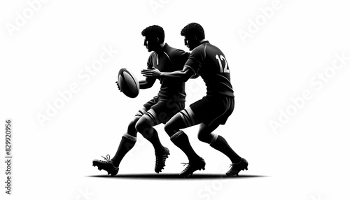 Shadow of rugby players on a white background © Onn Tara
