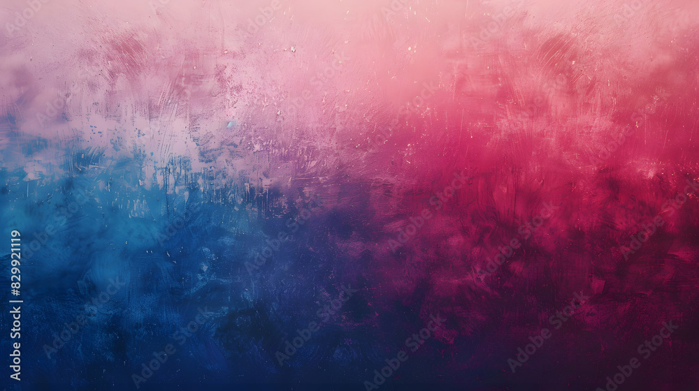 Obraz premium Colorful red and blue sunrise gradient noisy grain background texture. Generative AI.
