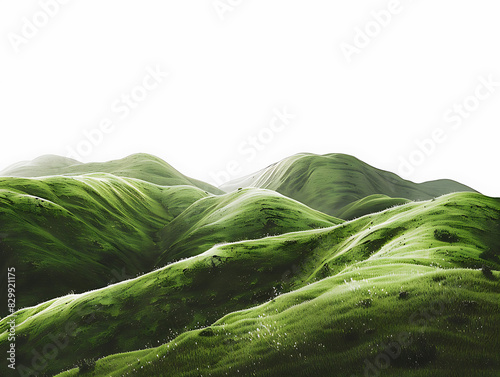 Green hills landscape on white background
