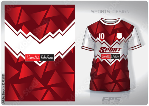 Vector sports shirt background image.red glass lightning pattern design, illustration, textile background for sports t-shirt, football jersey shirt