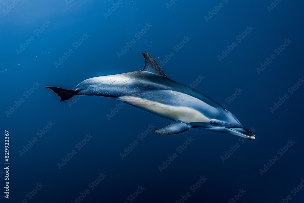 Dolphin gliding gracefully through the deep blue ocean Dolphin gliding gracefully through the deep blue ocean