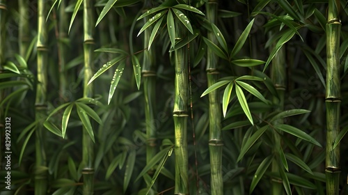 Densely Arranged Verdant Bamboo Groves Thriving in the Serene Natural Landscape