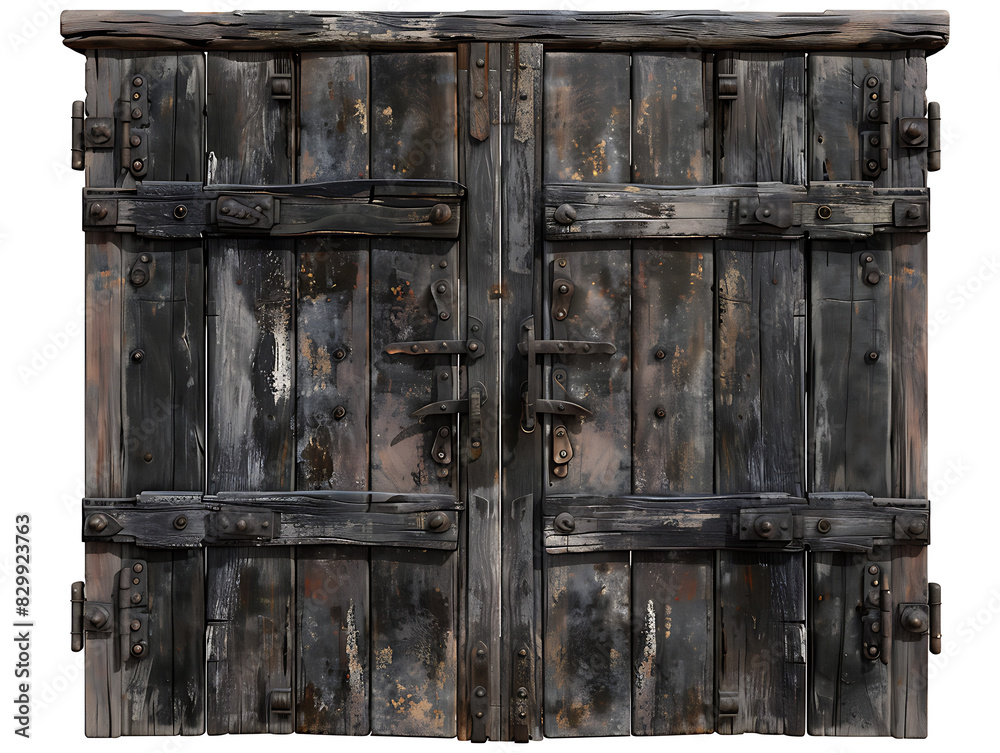 High resolution image of weathered double wooden door High resolution image of weathered double wooden door