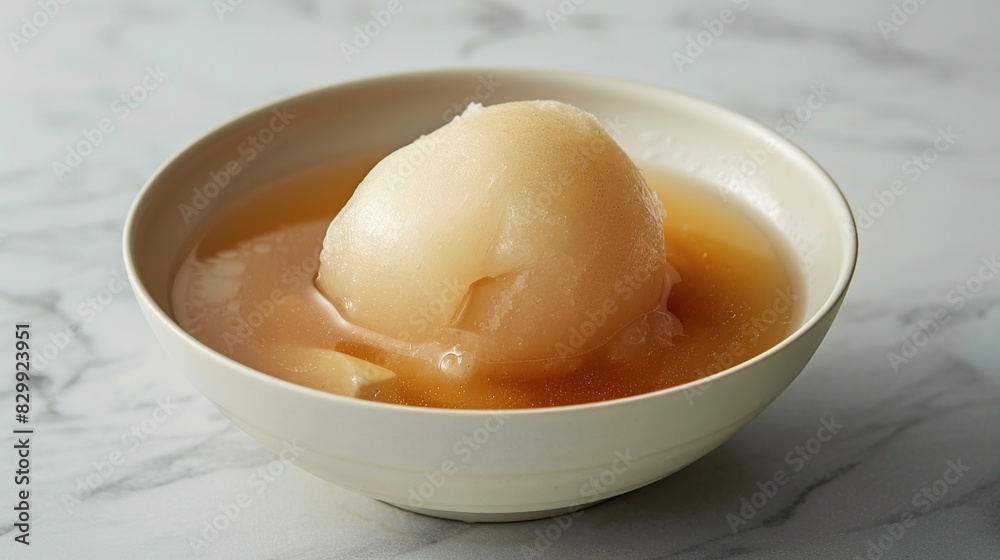Double boiled Supreme Birds Nest with Superior Broth served in a bowl side view grey. Generative Ai Double boiled Supreme Birds Nest with Superior Broth served in a bowl side view grey. Generative Ai
