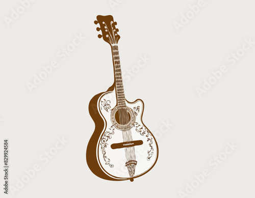 Guitare mandoline antique isolée sur fond blanc photo