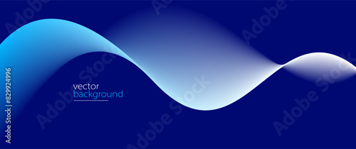 Smooth flow of wavy shape with gradient vector abstract background, dark blue design curve line energy motion, relaxing music sound or technology.