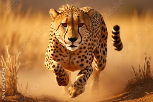 a cheetah running in the wild  A sleek and agile cheetah sprinting across the savannah
