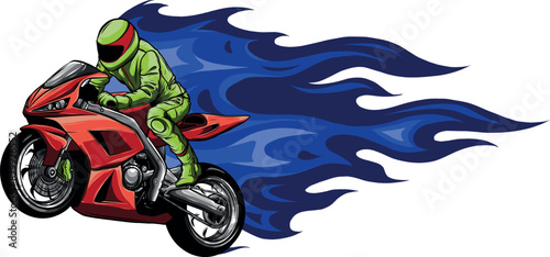 sportbike racer riding fast vector illustration design