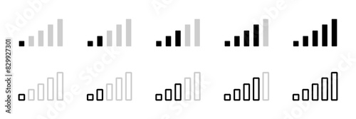 Signal level icon set. Mobile signal level connection icons. Vector signs