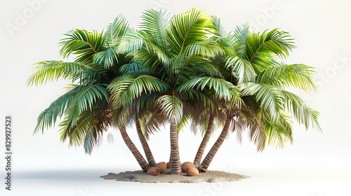 coconut tree 3d rendering of plant on white background