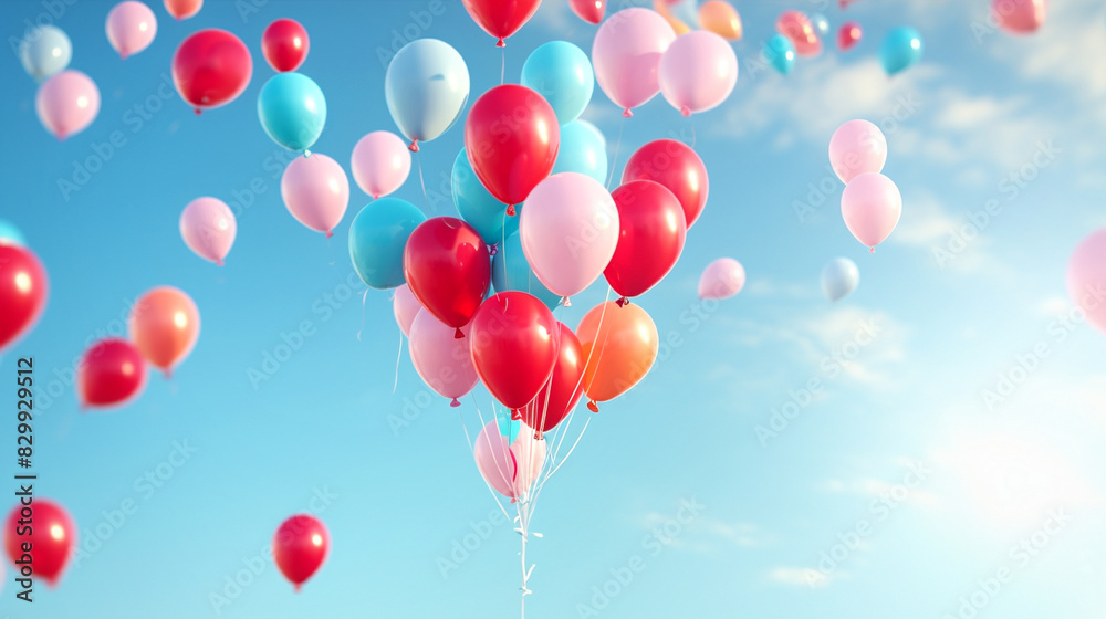 birthday party balloons decoration colorful in the sky 