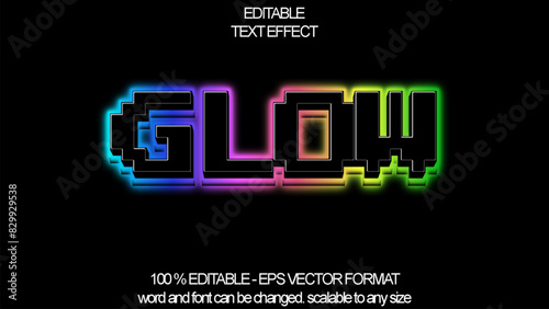 pixel text, glow style editable text effect