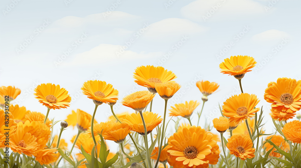 Field of calendula flowers.