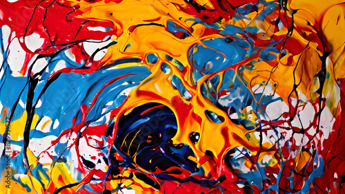 vibrant color mix background abstract wallpaper. This design features a dynamic blend of colorful paint strokes and splashes, creating a captivating and modern visual effect.