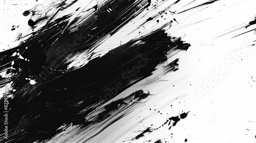 minimalist black and white abstract paint brush wallpaper with clean textured brushstrokes and splatters 4k resolution
