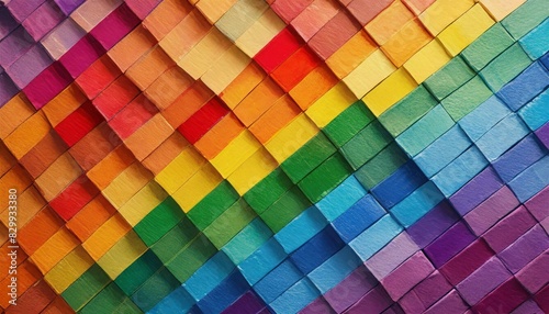 painted background texture of symmetrically arranged squares painted in the colors of the LGBT flag paint