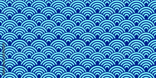 Seamless japanese waves pattern vector