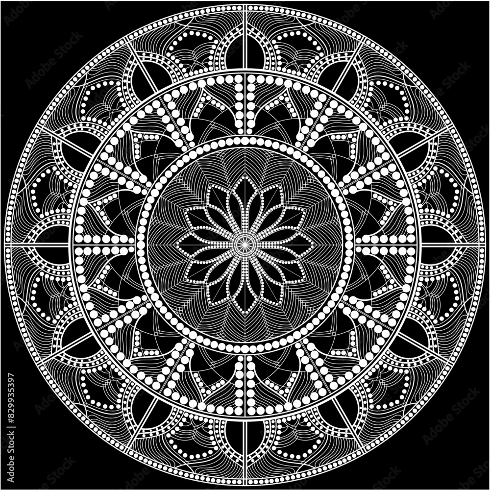 Luxury Mehndi Henna Drawing Circular Mandala pattern for tattoo, decoration premium product poster or painting. Decorative ornament in ethnic oriental style. Outline doodle hand draw illustration
