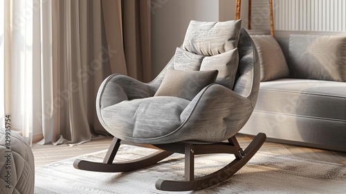 modern baby rocker with sleek curves and plush cushioning aigenerated product rendering photo