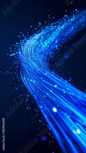 Blue light streak, fiber optic, speed line, futuristic background for 5g or 6g technology wireless data transmission, high-speed internet in abstract	
