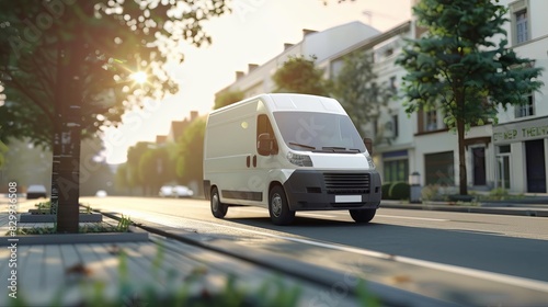 modern delivery van on the road efficient logistics and transportation 3d illustration