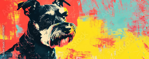 Miniature Schnauzer Illustration Risograph photo