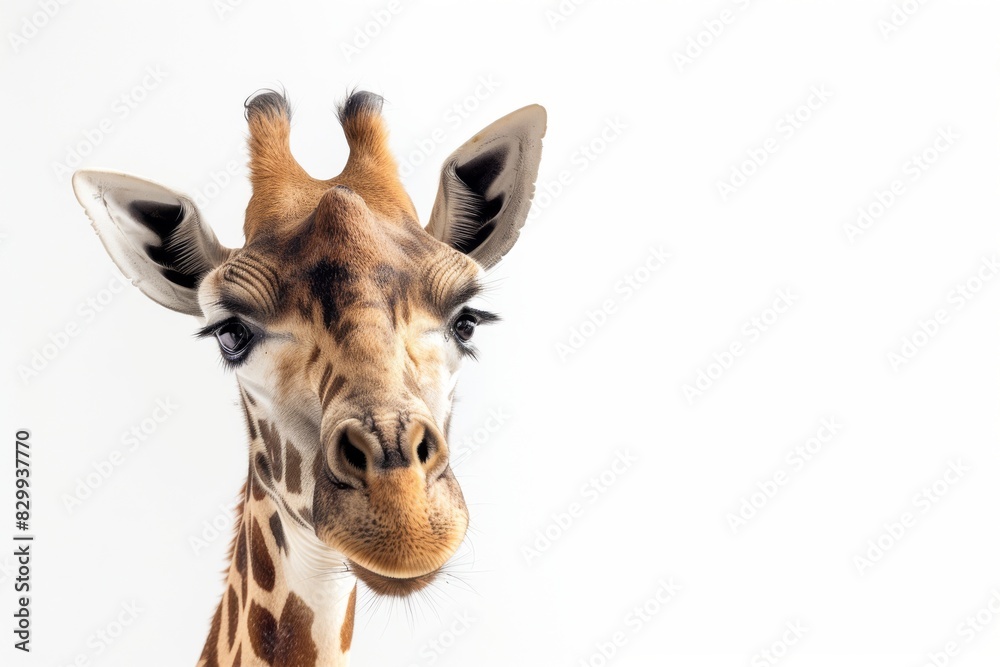 Naklejka premium Charming Giraffe Portrait with a Neutral Background