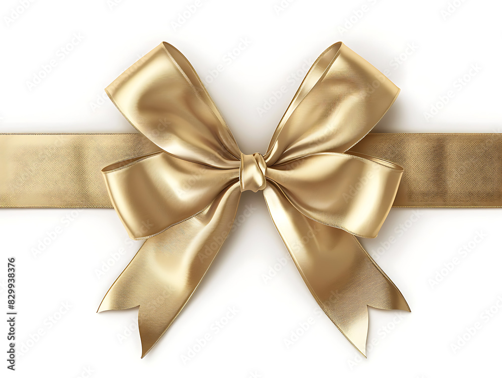 Golden ribbon and bow on white background Golden ribbon and bow on white background