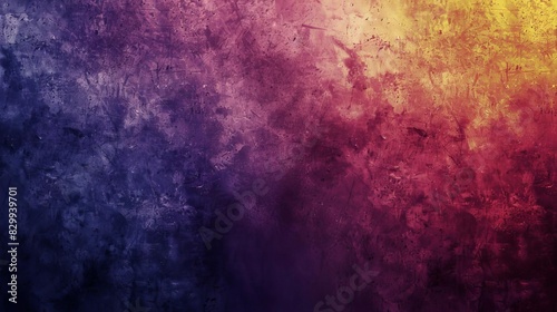moody color gradient background deep purple red yellow and blue hues grainy texture abstract banner design photo