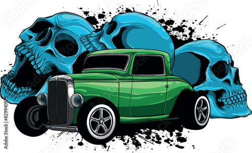 draw of hot rod car vector illustration design