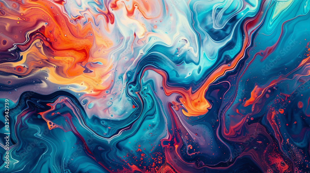Abstract fluid art, vibrant colors, flowing shapes, blue and orange, and red hues Abstract fluid art, vibrant colors, flowing shapes, blue and orange, and red hues