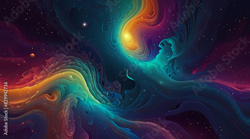 Fluid abstract background with galaxy colors theme