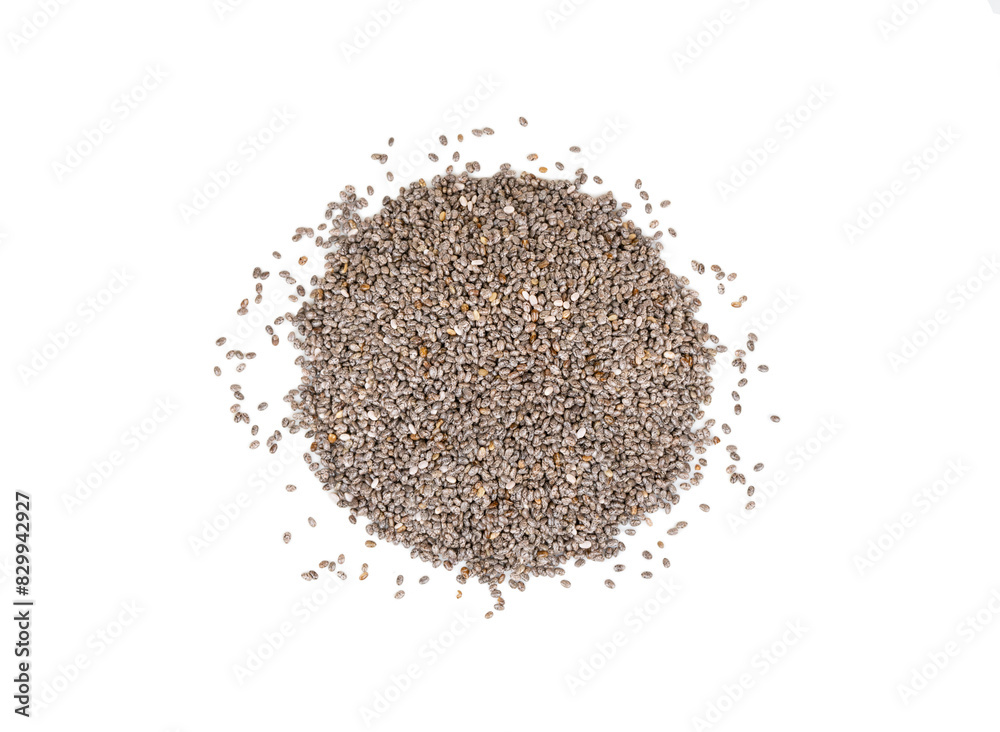 Heap of chia seeds on white background, top view Heap of chia seeds on white background, top view