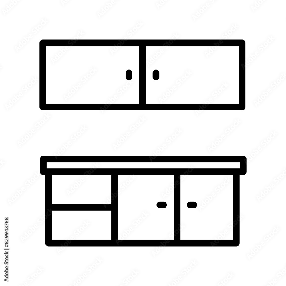 Kitchen cabinet line icon. Chef icon. Kitchen icon isolated on white background. Transparent background, minimalist symbol. Vector images