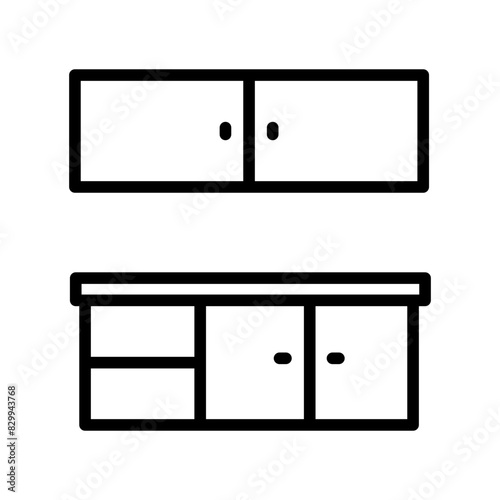 Kitchen cabinet line icon. Chef icon. Kitchen icon isolated on white background. Transparent background, minimalist symbol. Vector images